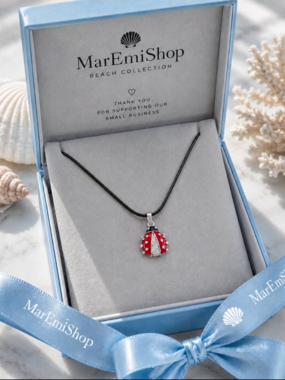 Red Ladybug Pendant Necklace/Rhinestone Nature Jewelry/Crystal Pendant/Gift